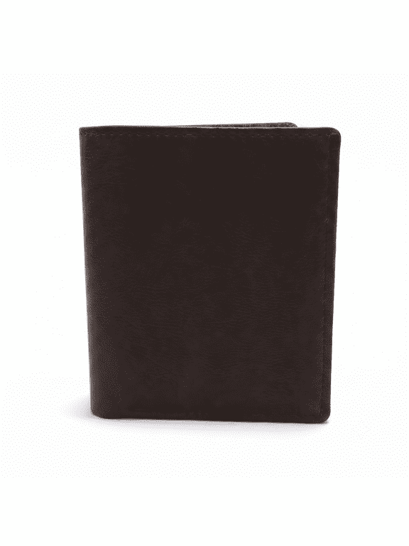 Men's Genuine Leather Vertical Wallet Tall Bi-Fold Wallet with Card Slots Cash Pocket ID Window Slim Everyday Wallet Dark Brown