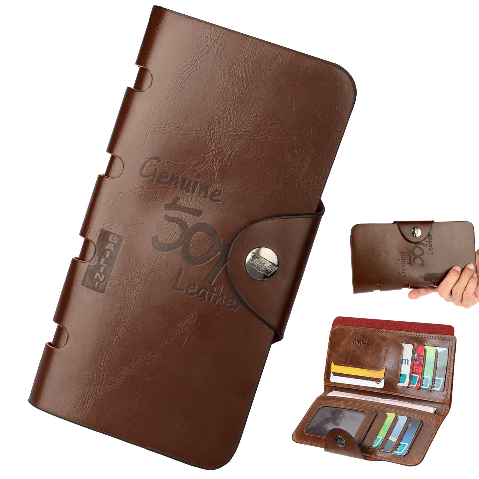 Men's Genuine Leather Wallet, Zipper Coin Phone Clutch Purse