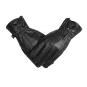 Men's Genuine Leather Warm Lined Driving Gloves (L, BLACK)