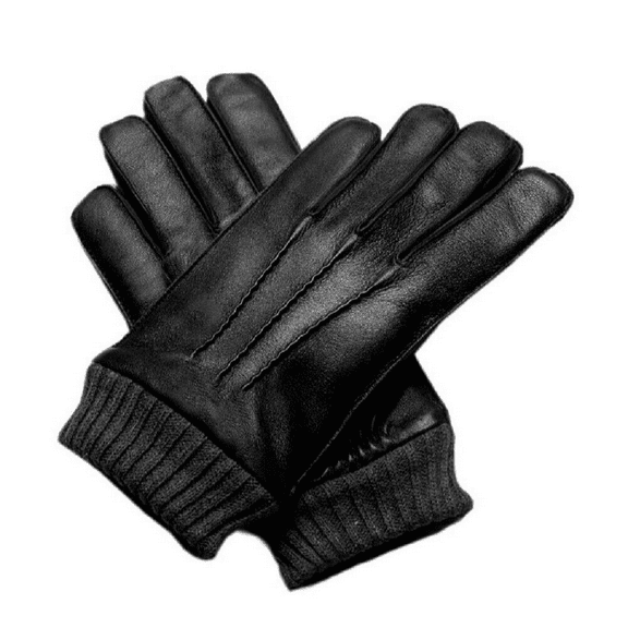 Men's Genuine Leather Winter  Gloves, Made With Genuine Sheep Skin Leather Fleece Lined Black X_Large