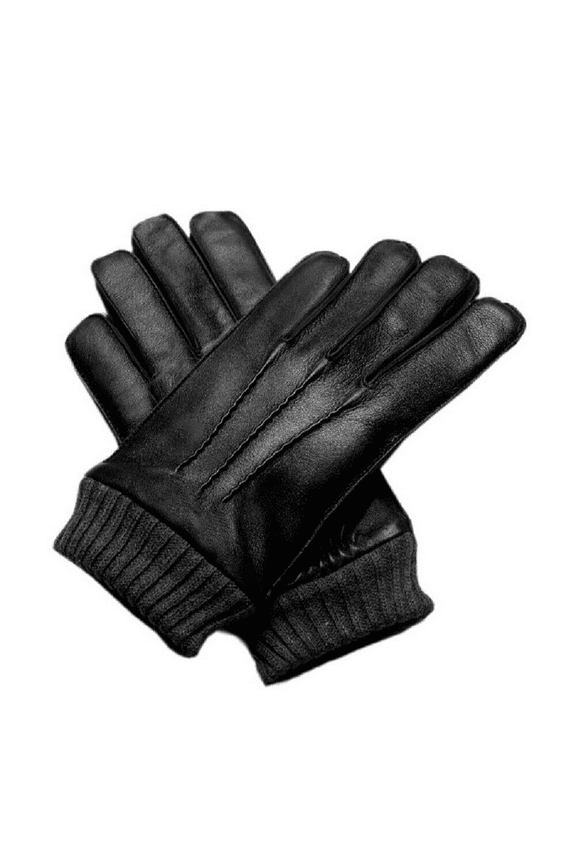 Men's Genuine Leather Winter Gloves, Made With Genuine Sheep Skin Leather Fleece Lined Black X_Large