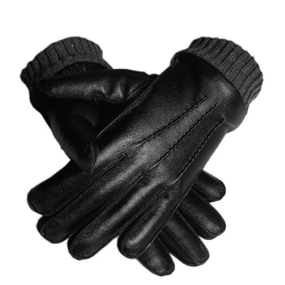 Men's Genuine Leather Winter  Unlined  Gloves, Made With Genuine Sheep Skin Leather Fleece Lined Black Large