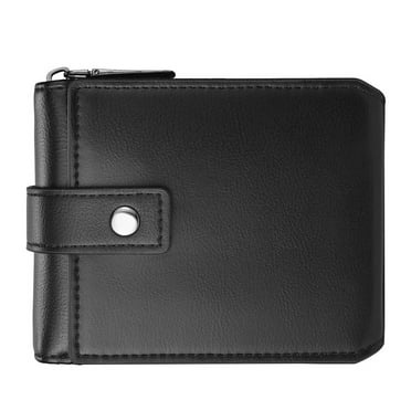 Men's Genuine Leather Zipper Wallet, RFID Shielded, Large Capacity, Vintage Wallet with Snap Coin Pocket, 3 ID Windows, 7 Card Slots & Cash Pocket, Black