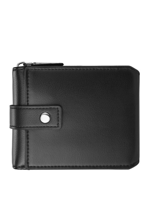 Men's Genuine Leather Zipper Wallet, RFID Shielded, Large Capacity, Vintage Wallet with Snap Coin Pocket, 3 ID Windows, 7 Card Slots & Cash Pocket, Black