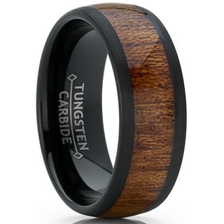 Men's 8mm Tungsten Ring With Black CZ Inlay – Classic Wedding Band In Sizes 8-16, Scratch Resistant & Waterproof