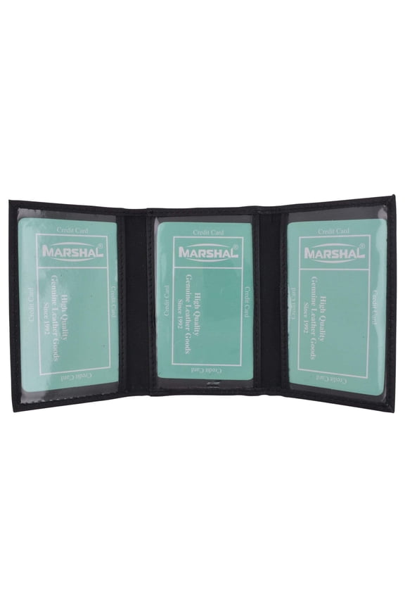 Men's Genuine Soft Leather Multiple ID Windows Slim Trifold Holder