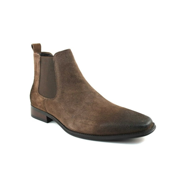 Men's Genuine Suede Dark Brown Chelsea Ankle Boots Dress Causal Almond Toe