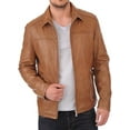 thumbnail image 1 of Men's Genuine Tan Lambskin Leather Jacket Slim fit Biker Motorcycle jacket A460, 1 of 3