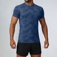 thumbnail image 1 of Men's Geometric Active T-Shirt, Moisture-Wicking Short Sleeve Gym Tops, Slim Fitting Performance Wear for Running Training Dark Blue 3XL, 1 of 9