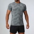 thumbnail image 1 of Men's Geometric Active T-Shirt, Moisture-Wicking Short Sleeve Gym Tops, Slim Fitting Performance Wear for Running Training Gray 3XL, 1 of 7