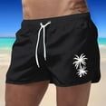 thumbnail image 1 of Men's Geometric Print Drawstring Waist Bermuda Shorts Relaxed Fit Button-Fly Quick_Dry Stretch Lightweight Tactical Beach Loose Fit Shorts (Black_03 , S), 1 of 4
