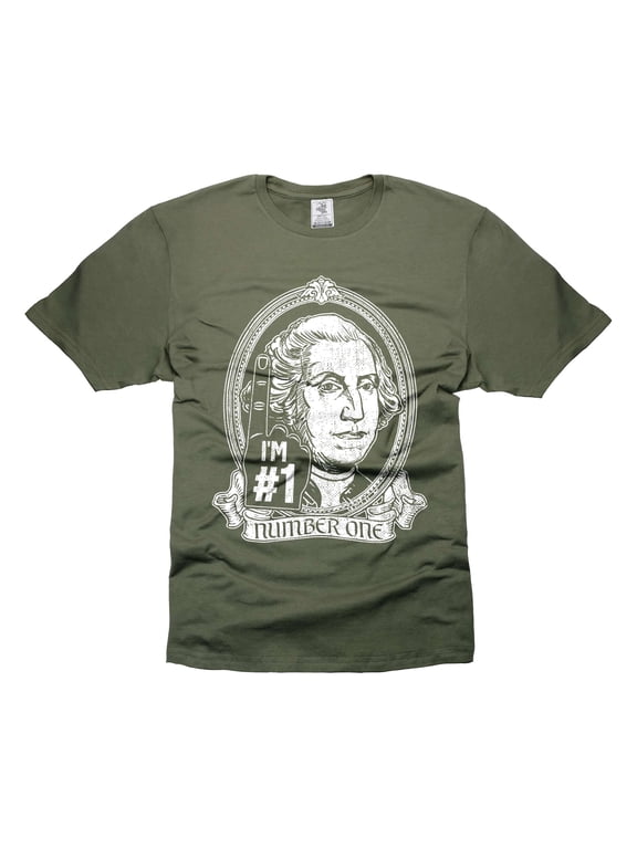 Men's George Washington Number One Shirt 4th Of July Patriotic Shirt USA Fourth July Gifts (Large Military Green)