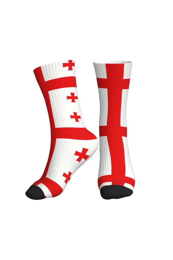 Men's Georgian Flag Novelty Athletic Socks Women's Digital Printing Funky Patterned Crew Socks