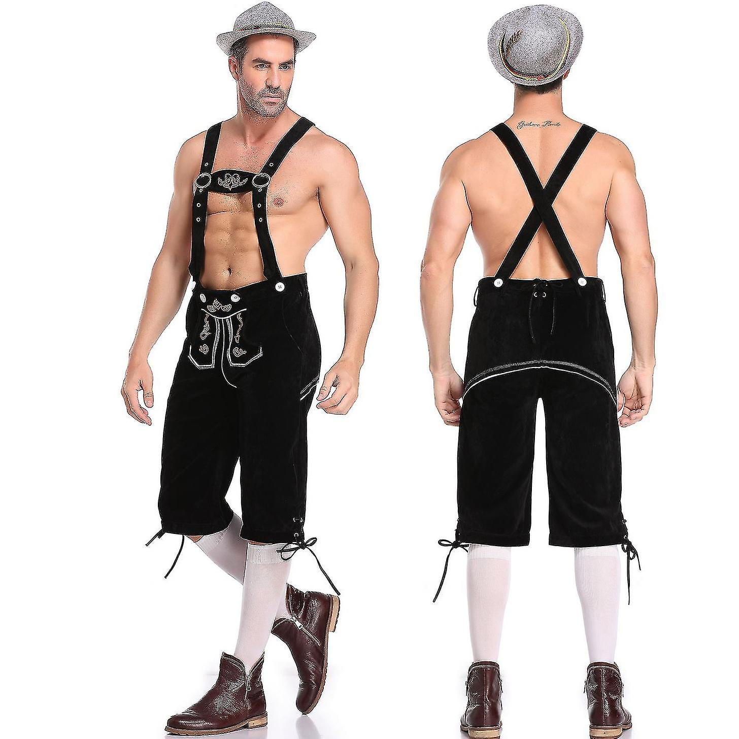 Men's German Bavarian Oktoberfest Lederhosen Trousers Costume:L