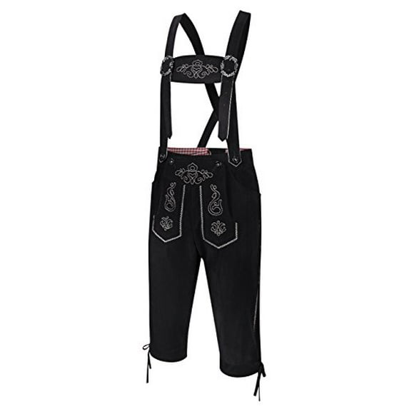 Men's German Bavarian Oktoberfest Lederhosen Trousers Costume (Medium, Black)