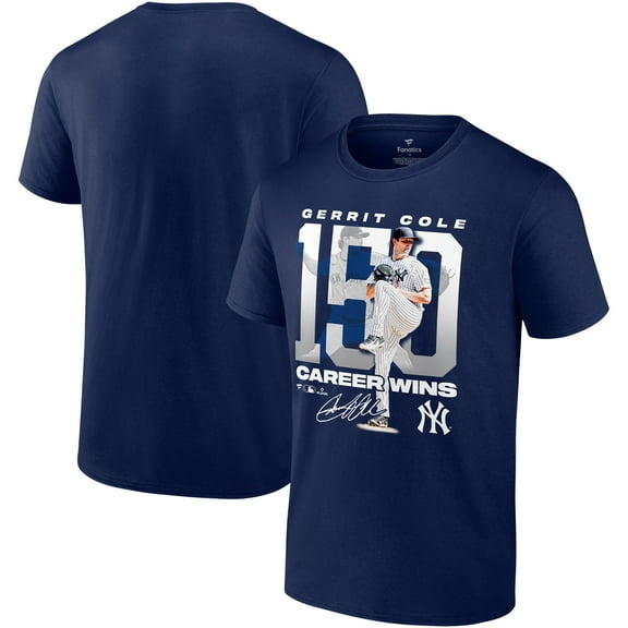 Men's Gerrit Cole Navy New York Yankees 150 Career Wins T-Shirt