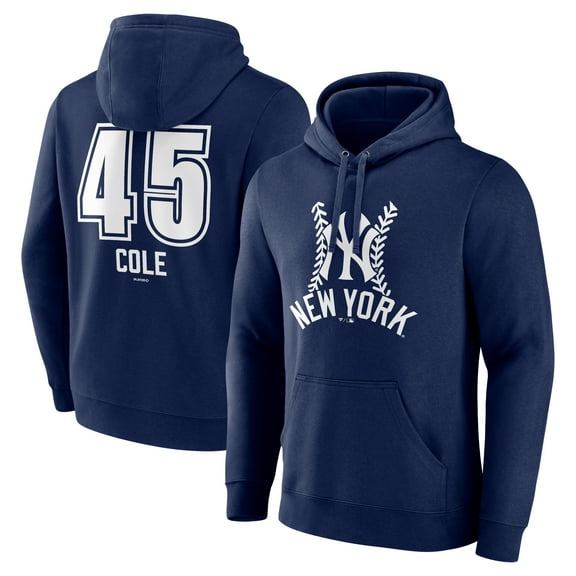 Men's Gerrit Cole Navy New York Yankees Fastball Player Name & Number Pullover Hoodie