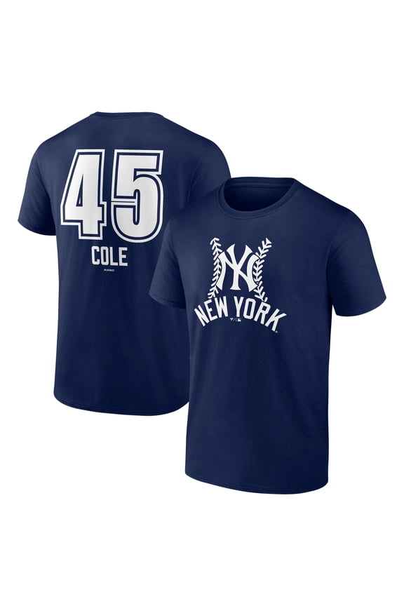 Men's Gerrit Cole Navy New York Yankees Fastball Player Name & Number T-Shirt