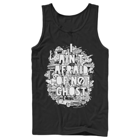 Men's Ghostbusters Ain't Afraid Ghost Collage  Tank Top Black Large