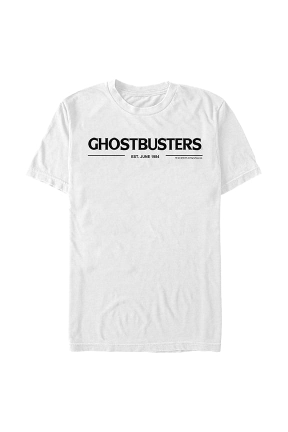 Men's Ghostbusters Black Logo  Graphic Tee White Small