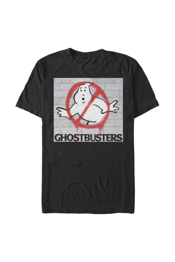 Men's Ghostbusters Brick Spray Logo Graphic Tee Black Small