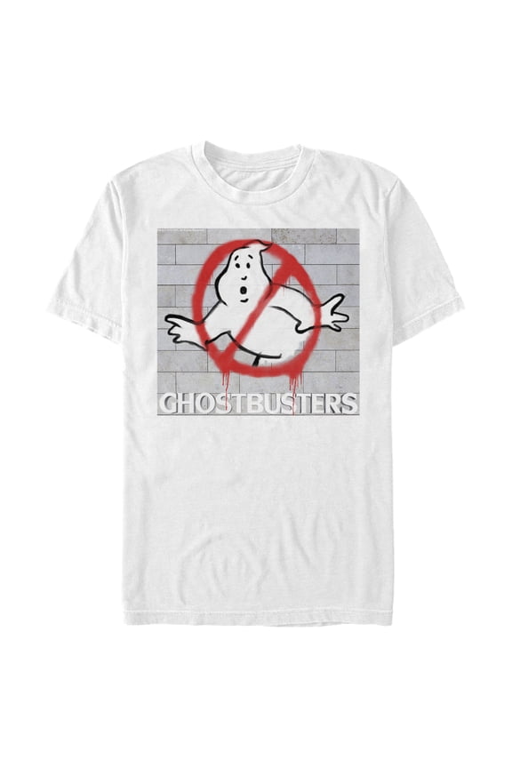 Men's Ghostbusters Brick Spray Logo  Graphic Tee White Small