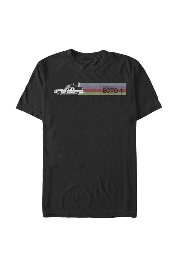 Men's Ghostbusters Ecto-1 Wagon Retro Stripe Graphic Tee Black 3X Large