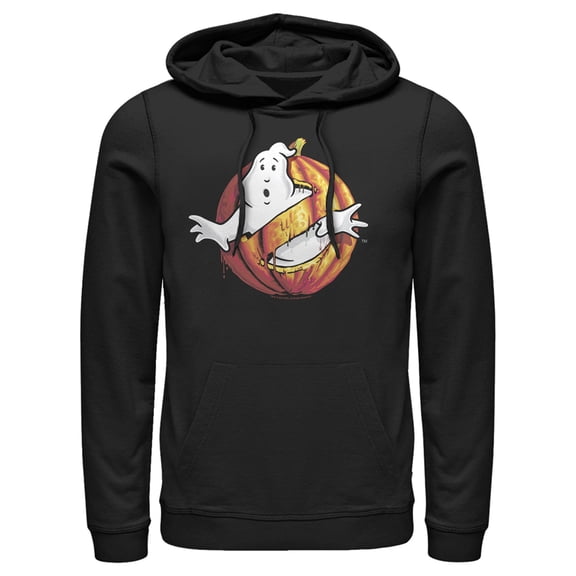 Men's Ghostbusters Halloween Pumpkin Logo Pull Over Hoodie Black 2X Large