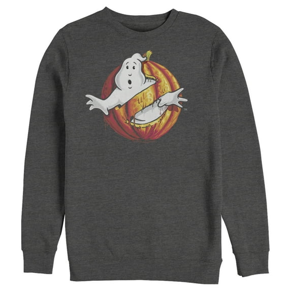 Men's Ghostbusters Halloween Pumpkin Logo Sweatshirt Charcoal Heather Large