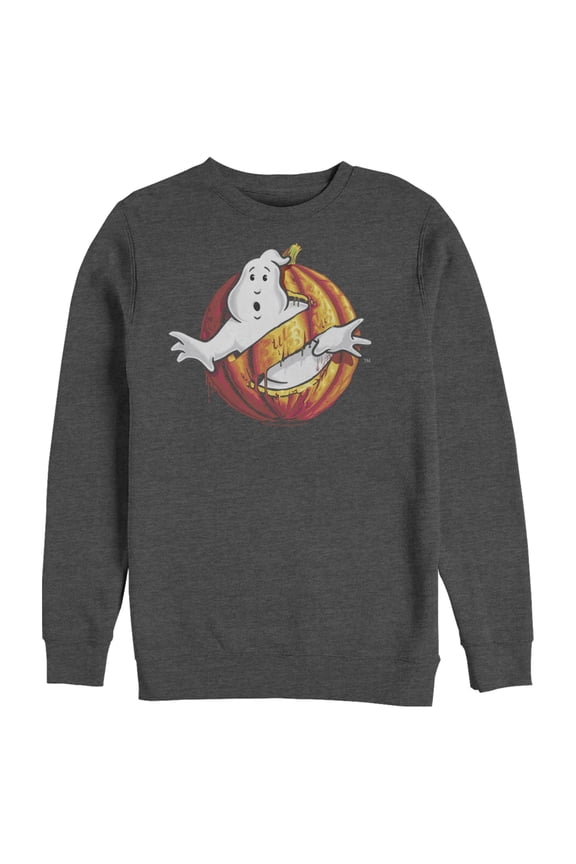 Men's Ghostbusters Halloween Pumpkin Logo Sweatshirt Charcoal Heather Small