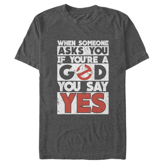 Men's Ghostbusters If You're a God You say Yes Graphic Tee Charcoal Heather Medium