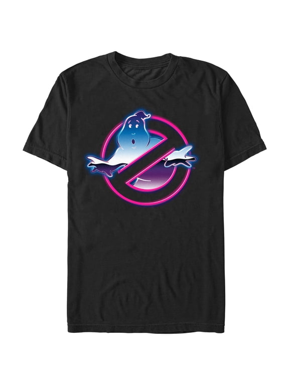Men's Ghostbusters Neon Ghost Logo Graphic Tee Black 2X Large