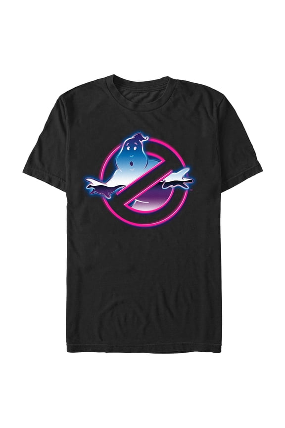 Men's Ghostbusters Neon Ghost Logo Graphic Tee Black Small