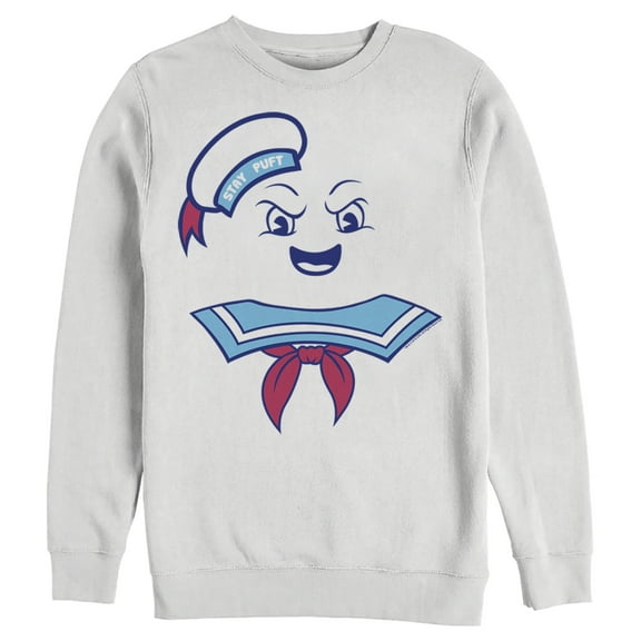 Men's Ghostbusters Stay Puft Marshmallow Man Face  Sweatshirt White Large