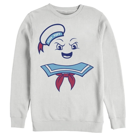 Men's Ghostbusters Stay Puft Marshmallow Man Face Sweatshirt White Large