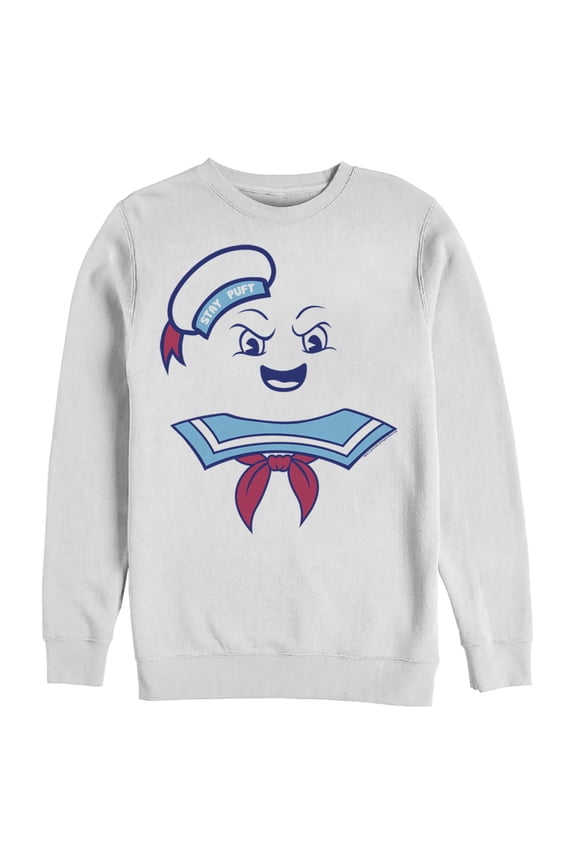 Men's Ghostbusters Stay Puft Marshmallow Man Face Sweatshirt White Medium