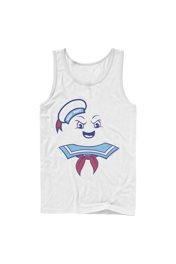 Men's Ghostbusters Stay Puft Marshmallow Man Face Tank Top White Small