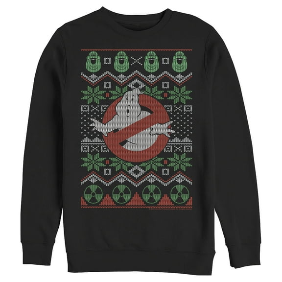 Men's Ghostbusters Ugly Christmas Logo  Sweatshirt Black Small