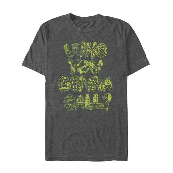 Men's Ghostbusters Who You Gonna Call Pattern Graphic Tee Charcoal Heather 5X Large