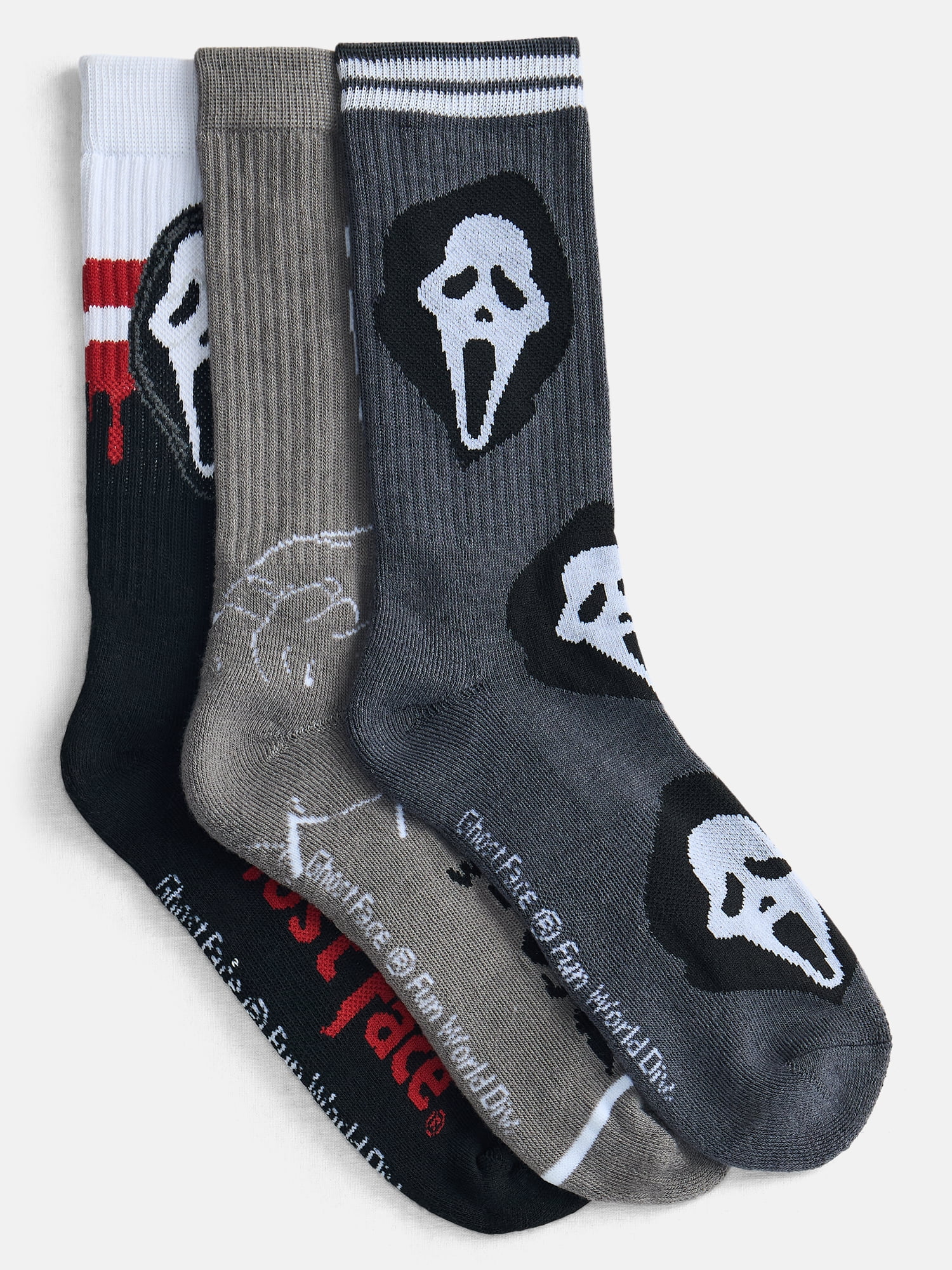 Scream Men's Ghostface Athletic Crew Socks, 3-Pack, Sizes 8-12