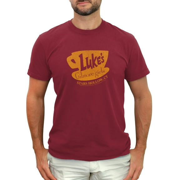 Men's Gilmore Girls Distressed Luke's Diner Logo Graphic Tee Cardinal Large
