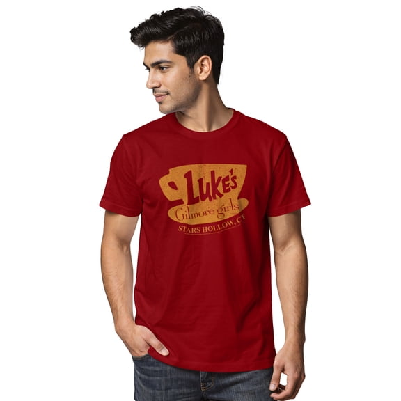 Men's Gilmore Girls Distressed Luke's Diner Logo Graphic Tee Cardinal Large