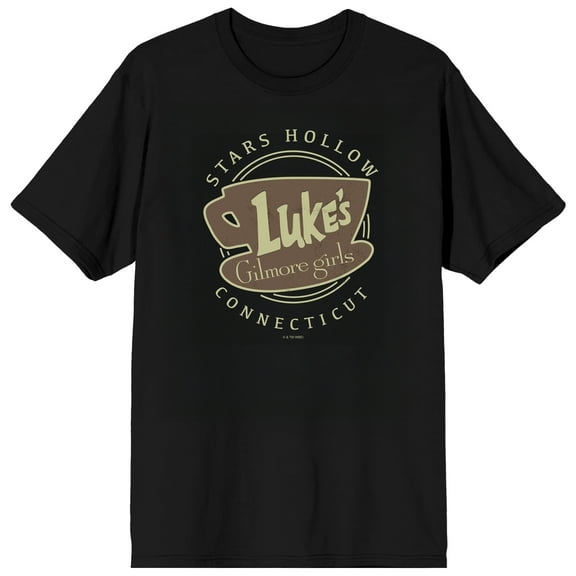 Gilmore Girls Luke's Diner Stars Hollow Connecticut on Black Short Sleeve Adult T-Shirt-XS