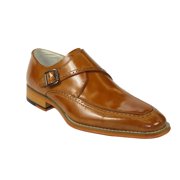 Men's Giovanni Shoes High Quality Leather Monk Strap Buckle AMATO Tan