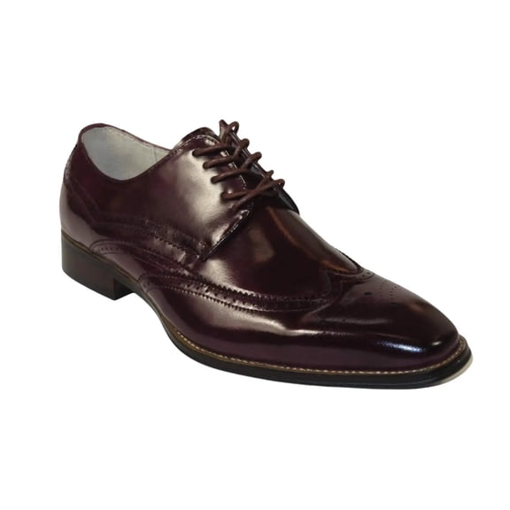 Men's Giovanni Shoes High Quality Leather Wing Tip Derby LINCOLN Burgundy