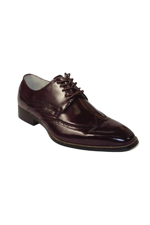 Men's Giovanni Shoes High Quality Leather Wing Tip Derby LINCOLN Burgundy