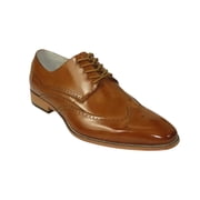 Mens Giovanni Shoes High Quality Leather Wing Tip Derby LINCOLN Tan