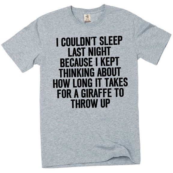 Men's Giraffe Throw Up Graphic T-Shirt – Funny Sleep Talking Tee (Small Grey)