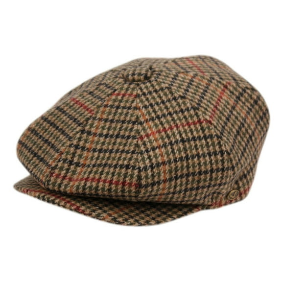 Men's Glen Plaid Wool Blend Tweed Herringbone Newsboy Ivy Cap Snap Brim Gatsby Hat