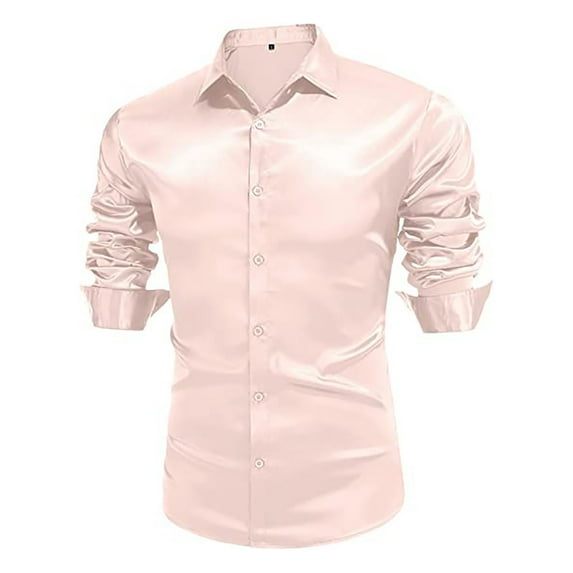 Men's Glossy 70s Vintage Disco Long Sleeve Shirt Casual Top